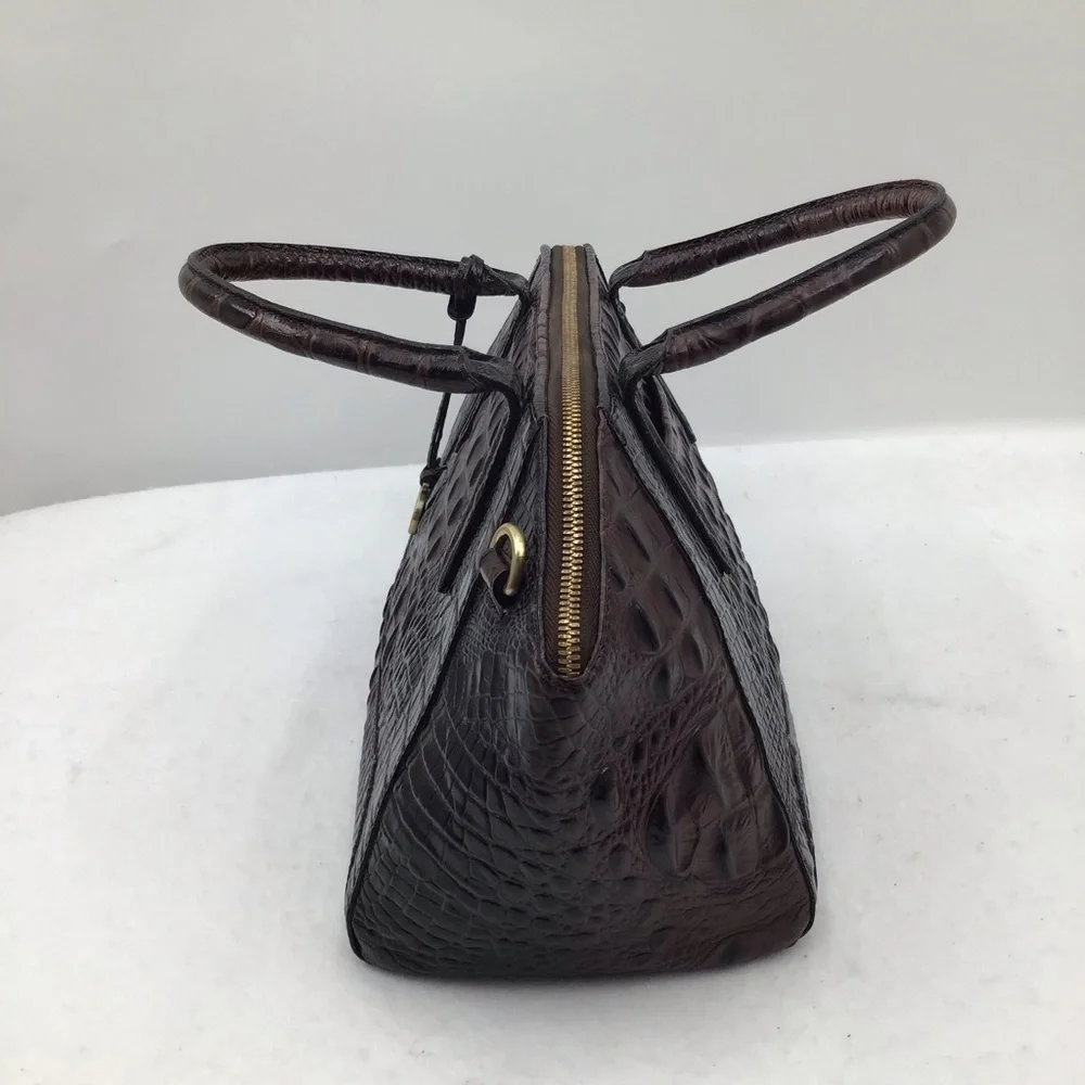 Brahmin Dark Brown Crocodile-Embossed Satchel